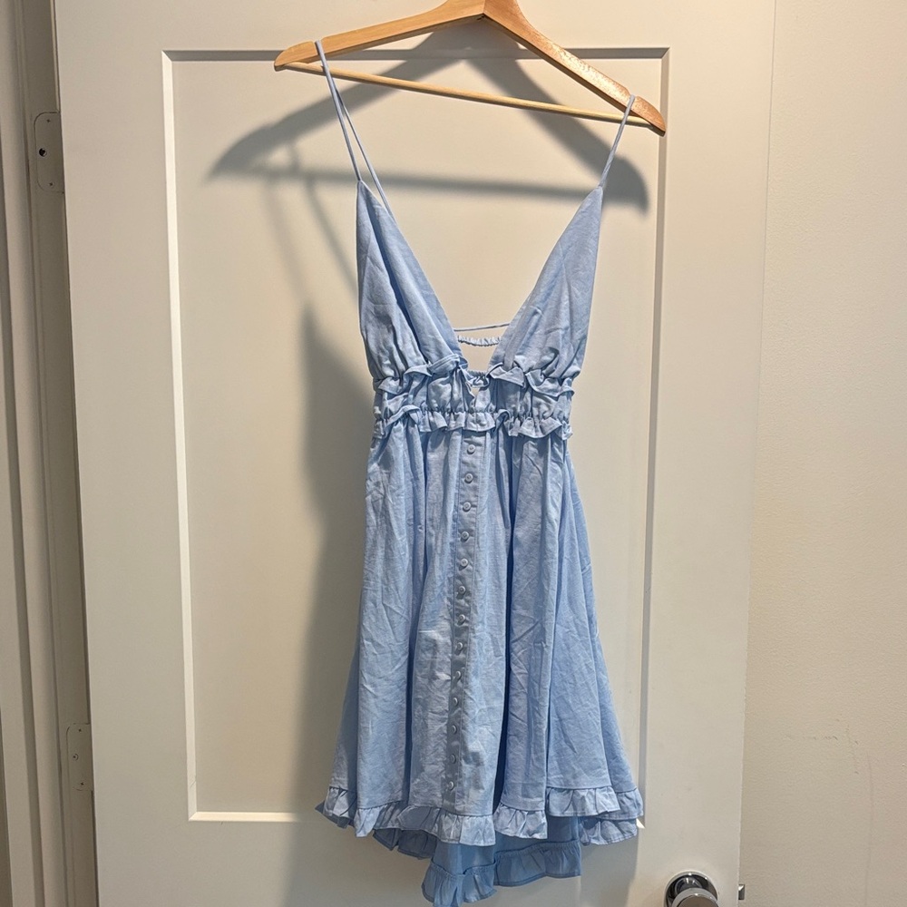 Light Blue Spaghetti Strap Mini Dress